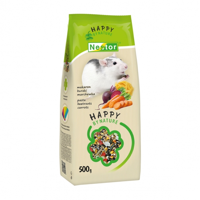 Premium food for rats with pasta and vegetables 